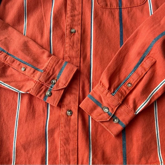 Mens Zara Denim Orange Stripe Button Down  Shirt - Picture 8 of 14